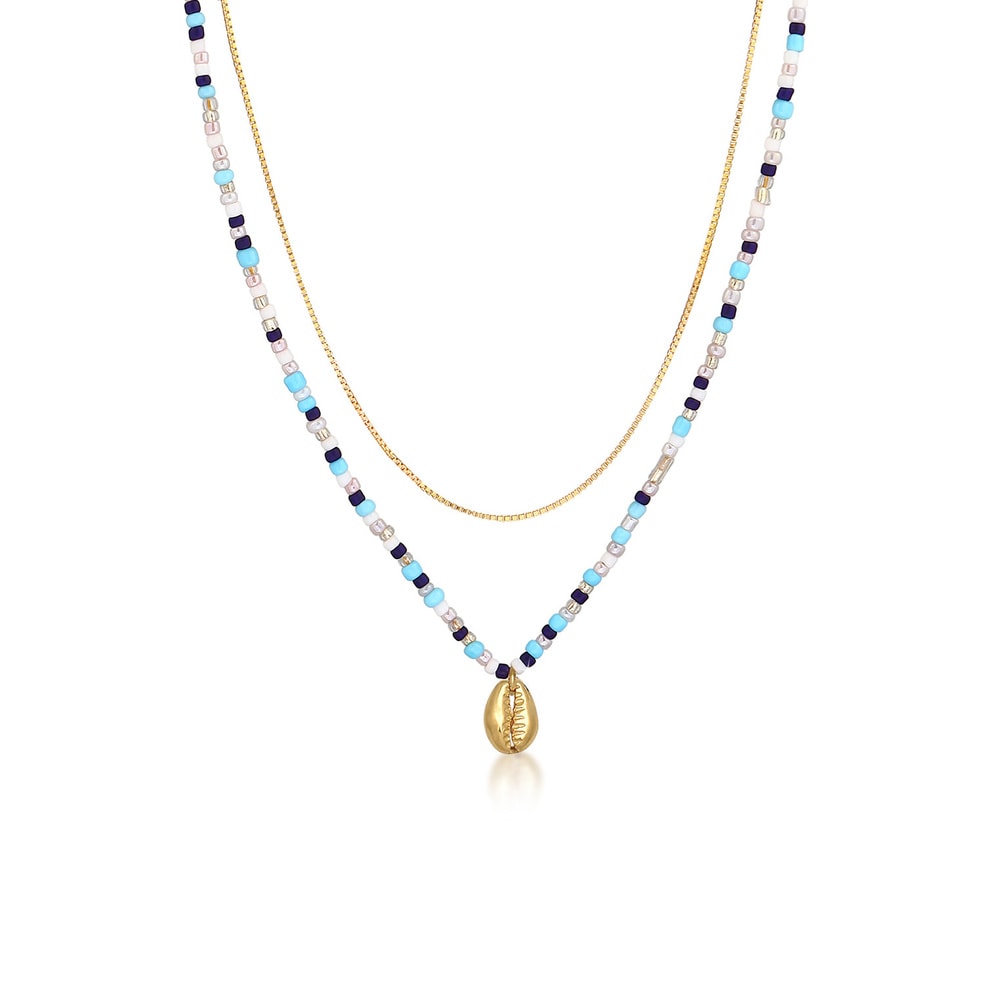 Elli Elli Collier Femmes Couche Coquillage Pendentif Perles de verre Coloré Été Trend  collier