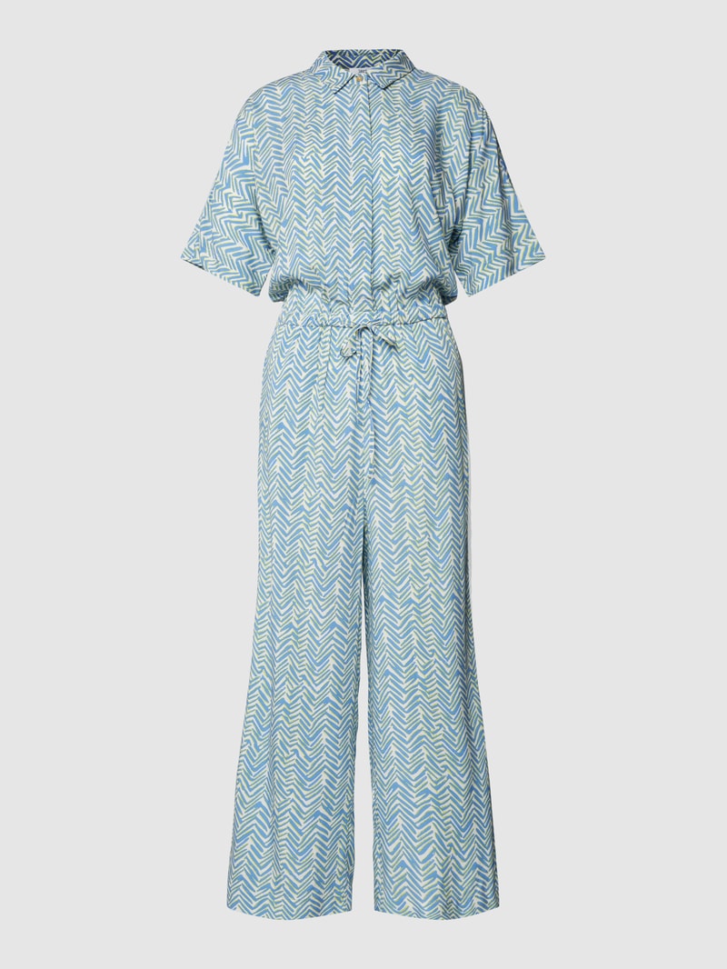 Jumpsuit mit Zickzack-Muster in bleu