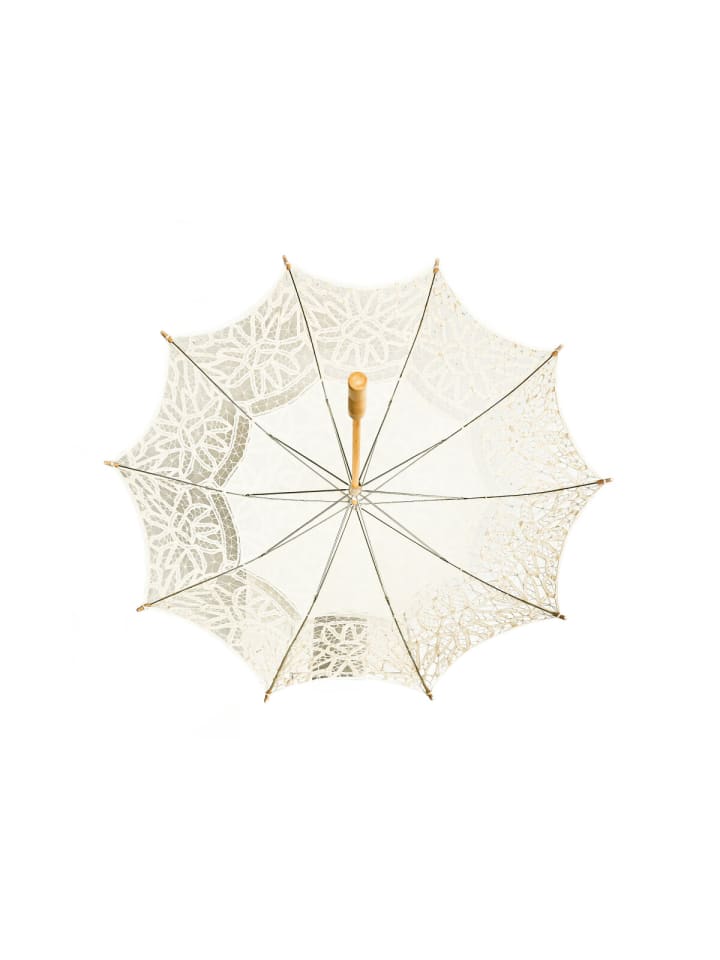 COFI 1453 Elegante handgemachte Brautschirme Spitze robustem Holzgriff für in Creme günstig kaufen onesize