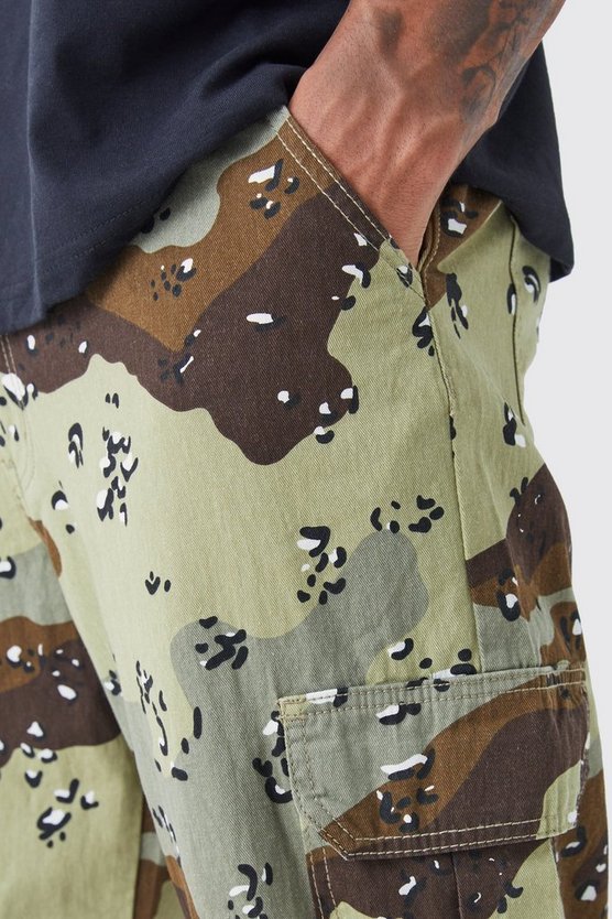 Tall lockere Camouflage Cargo-Hose mit Schnür-Detail