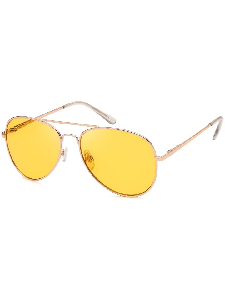 styleBREAKER Piloten Sonnenbrille in Gold / Gelb günstig kaufen onesize