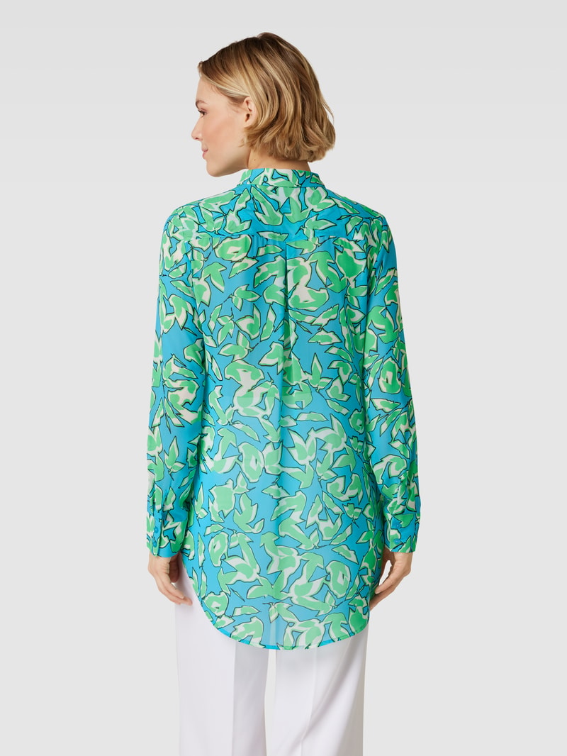 Longbluse mit Allover-Muster in aqua blau