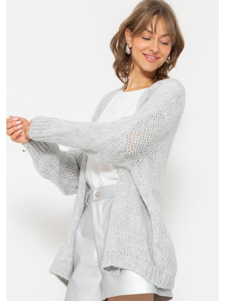 SASSYCLASSY Oversize Strick-Cardigan in Grau günstig kaufen