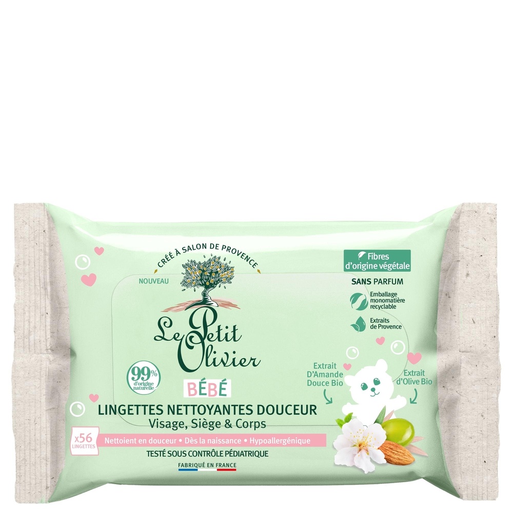 le petit olivier Lingettes Nettoyantes Douceur Visage, Siège & Corps Bébé Lingettes - Bébé