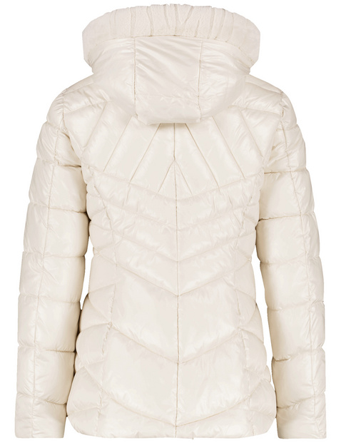 Glänzende Steppjacke mit Webpelz