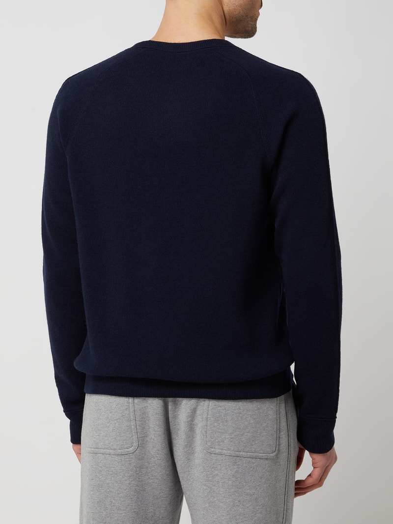 Pullover aus Merinowolle in marineblau