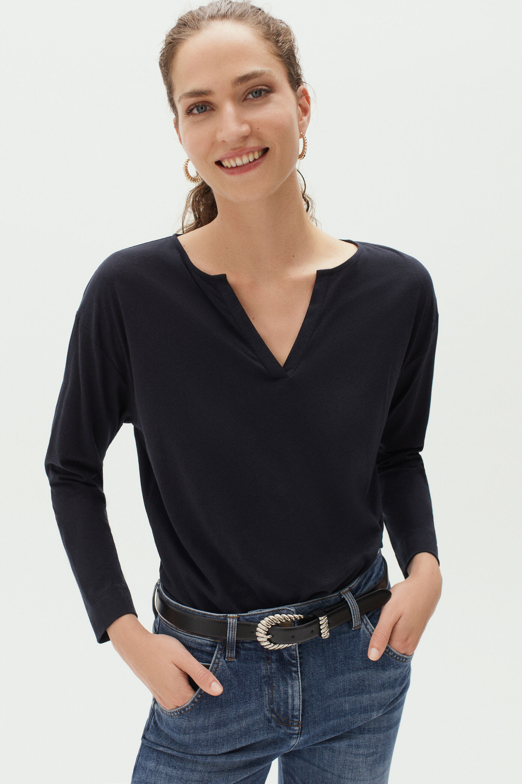 t-shirt texas bleu marine femme
