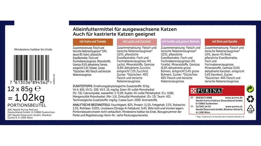 FELIX So gut wie es aussieht in Gelee Gemischte Vielfalt mit Gemüse Katzennassfutter 1020 g