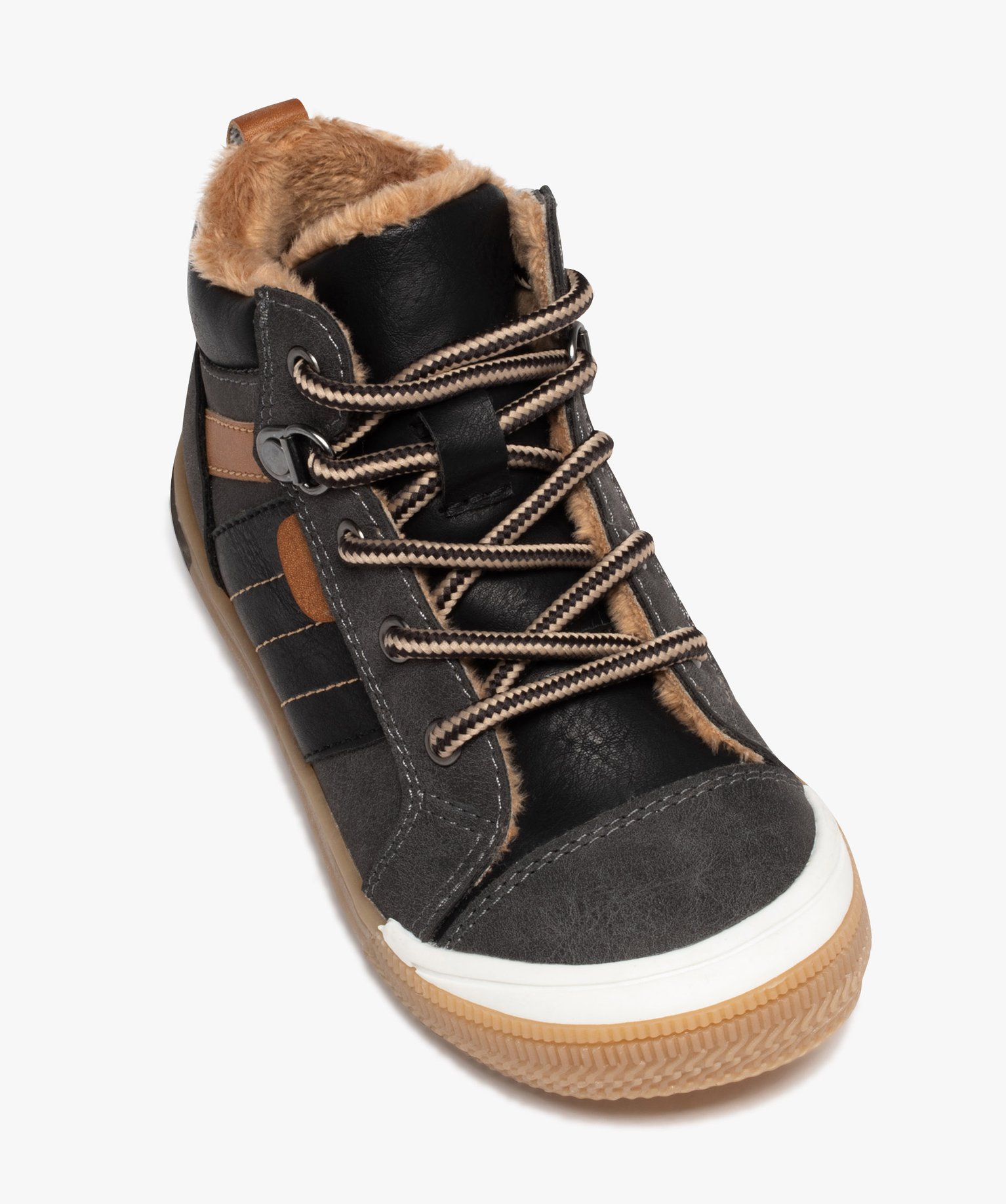 Boots Garçon avec doublure peluche et fermeture lacets noir | GEMO