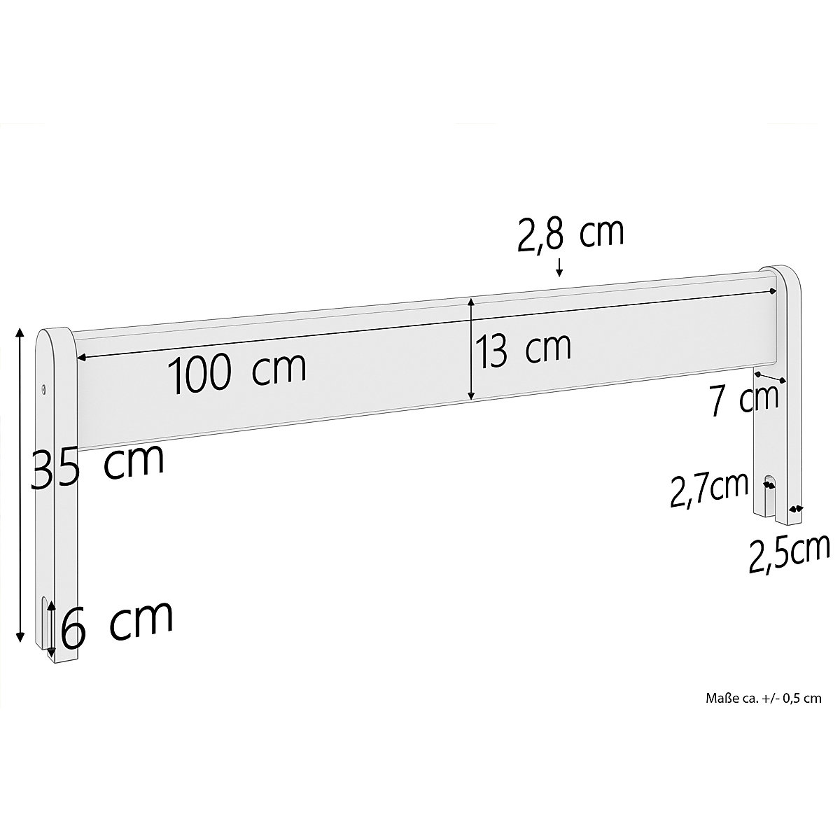 Kindersicherung für Bettseiten mit 2,5 cm Materialstärke