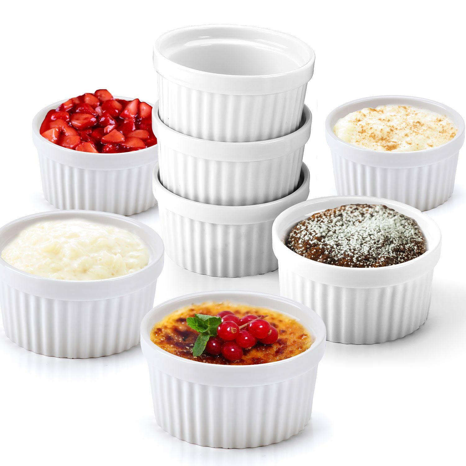 Dimono Dessertschale Creme Brulee Souflee-Förmchen, Keramik, (Schälchen mit 170 ml, 8-tlg), Schalen