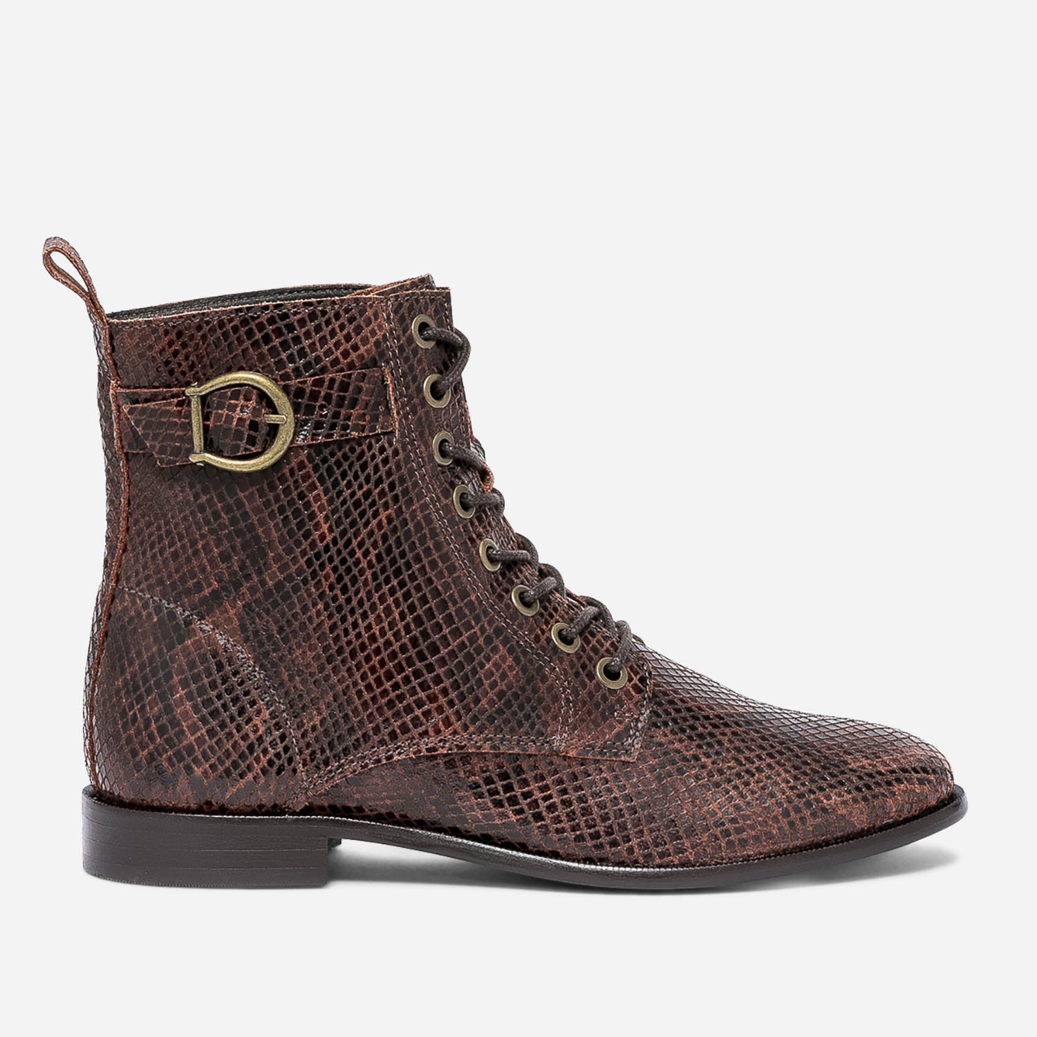 Bottine cognac cuir effet python