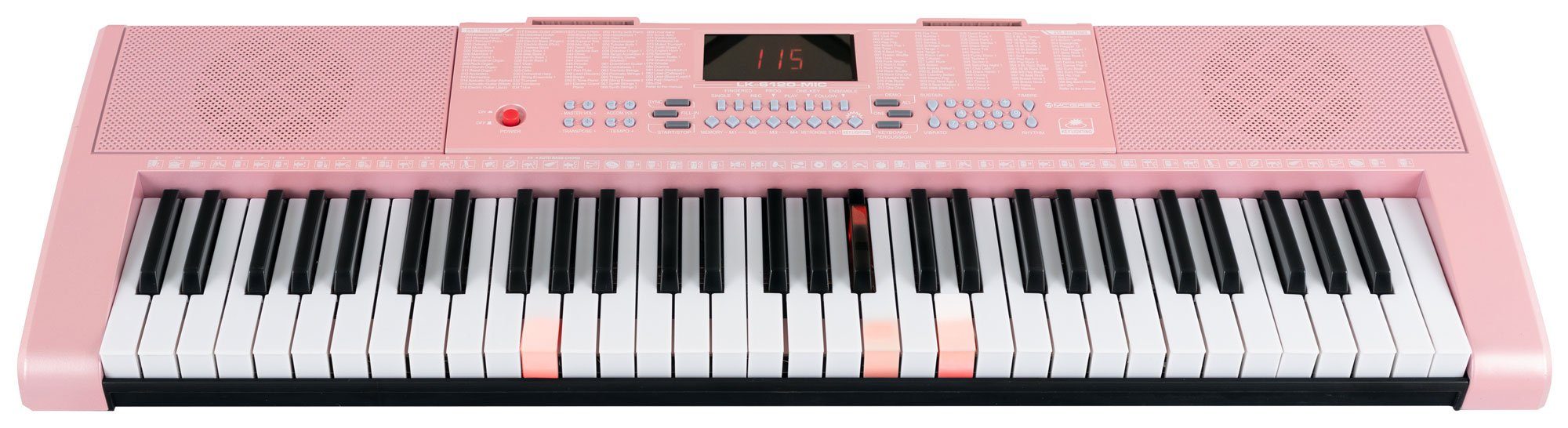 McGrey Home Keyboard LK-6120-MIC - Einsteiger-Keyboard mit 61 Leuchttasten, (Spar-Set, 3 tlg., Inkl. Mikrofon, Ständer und Notenhalter), 255 Sounds und Rhythmen - 50 Demo Songs mit Lernfunktionen