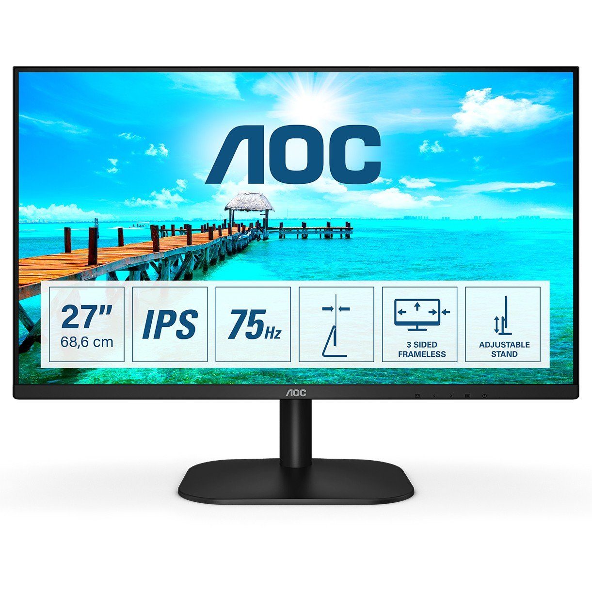 AOC 27B2H LED-Monitor (Full HD, 8 ms Reaktionszeit, VGA, HDMI, VESA, Full HD, Black)
