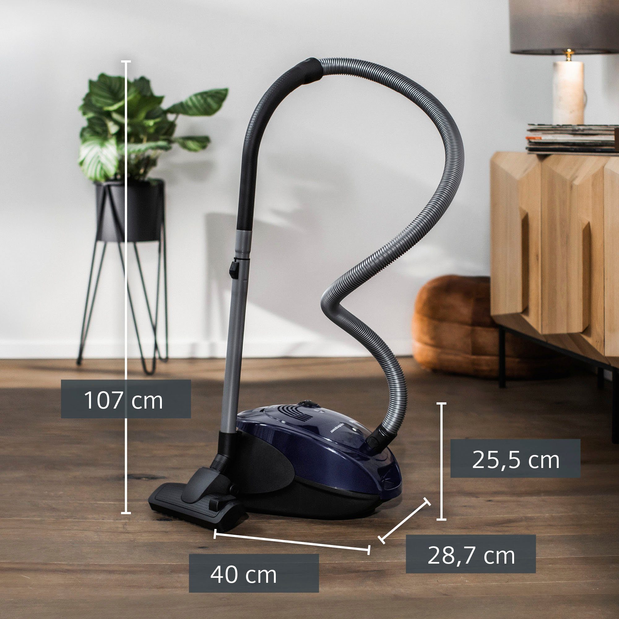 SIEMENS Bodenstaubsauger VS06A111, 600 W, mit Beutel, Hygienefilter, inkl. Fugendüse und Polsterdüse, blau