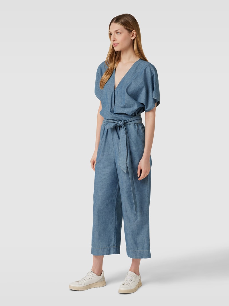 Jumpsuit aus Baumwolle mit Bindegürtel Modell 'LIGIANA' in jeans