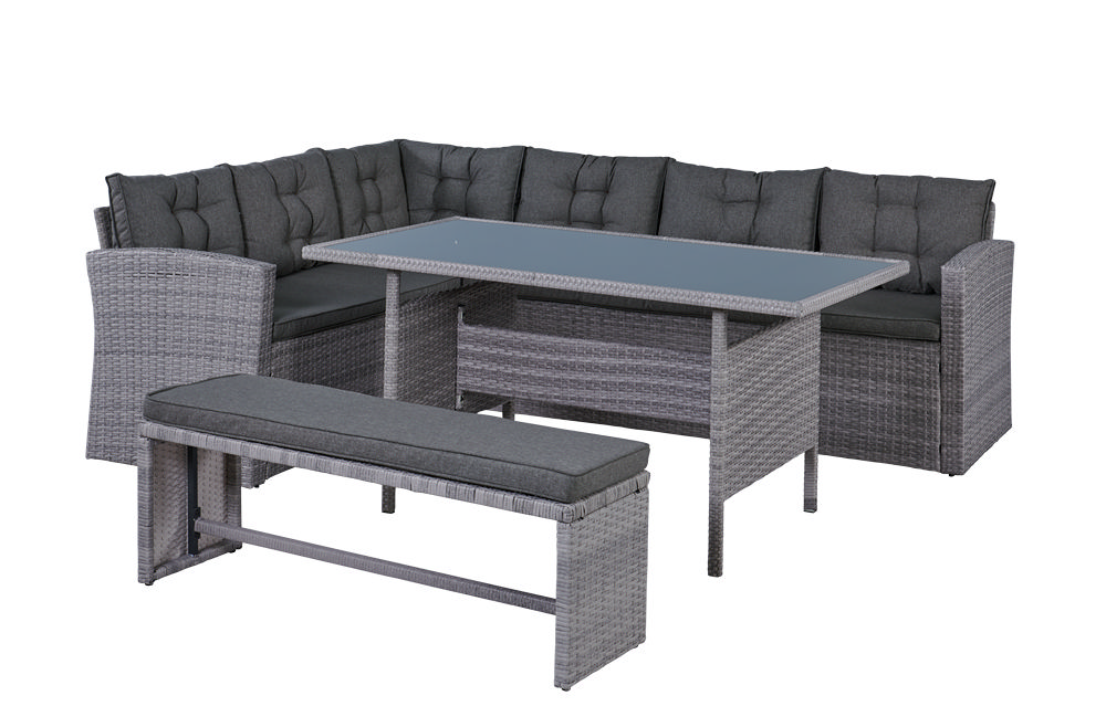 Happy Home Happy Home Elegantes Ecksofa 14tlg. Gartenlounge Ecklounge Lounge grau