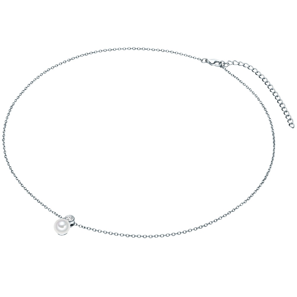 Valero Pearls Collier en argent Argent sterling Oxyde de zirconium (CZ) Perle de culture d'eau  collier
