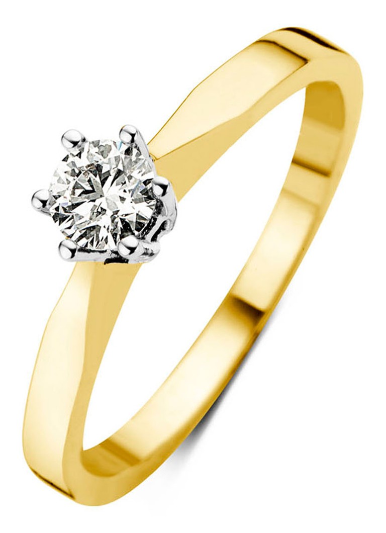 Diamond Point Yellow gold solitaire lab-grown diamond ring, 0.19 ct. 0.19 ct diamond Lab-grown diamond