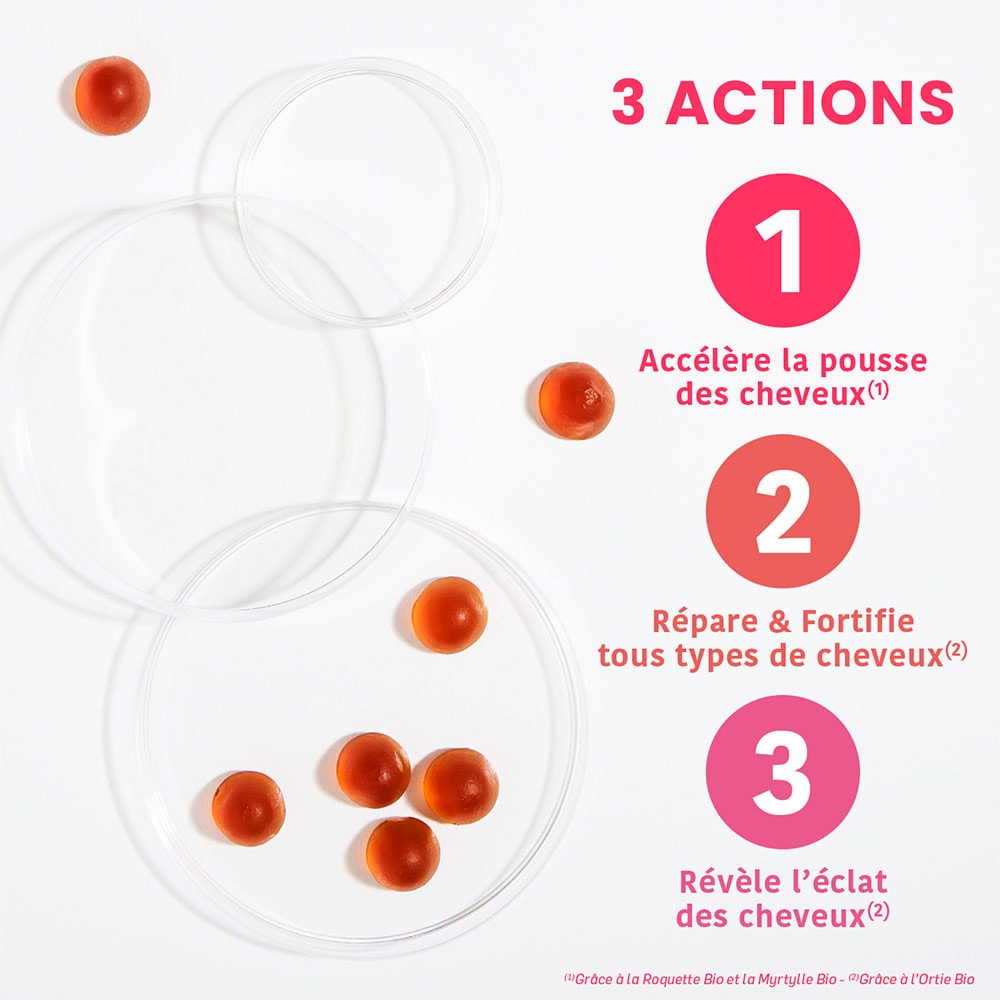 Santarome Bio Coffret 2 + 1 Sublimes Cheveux Bio - Beauté des cheveux - 3 mois Complément alimentaire cheveux