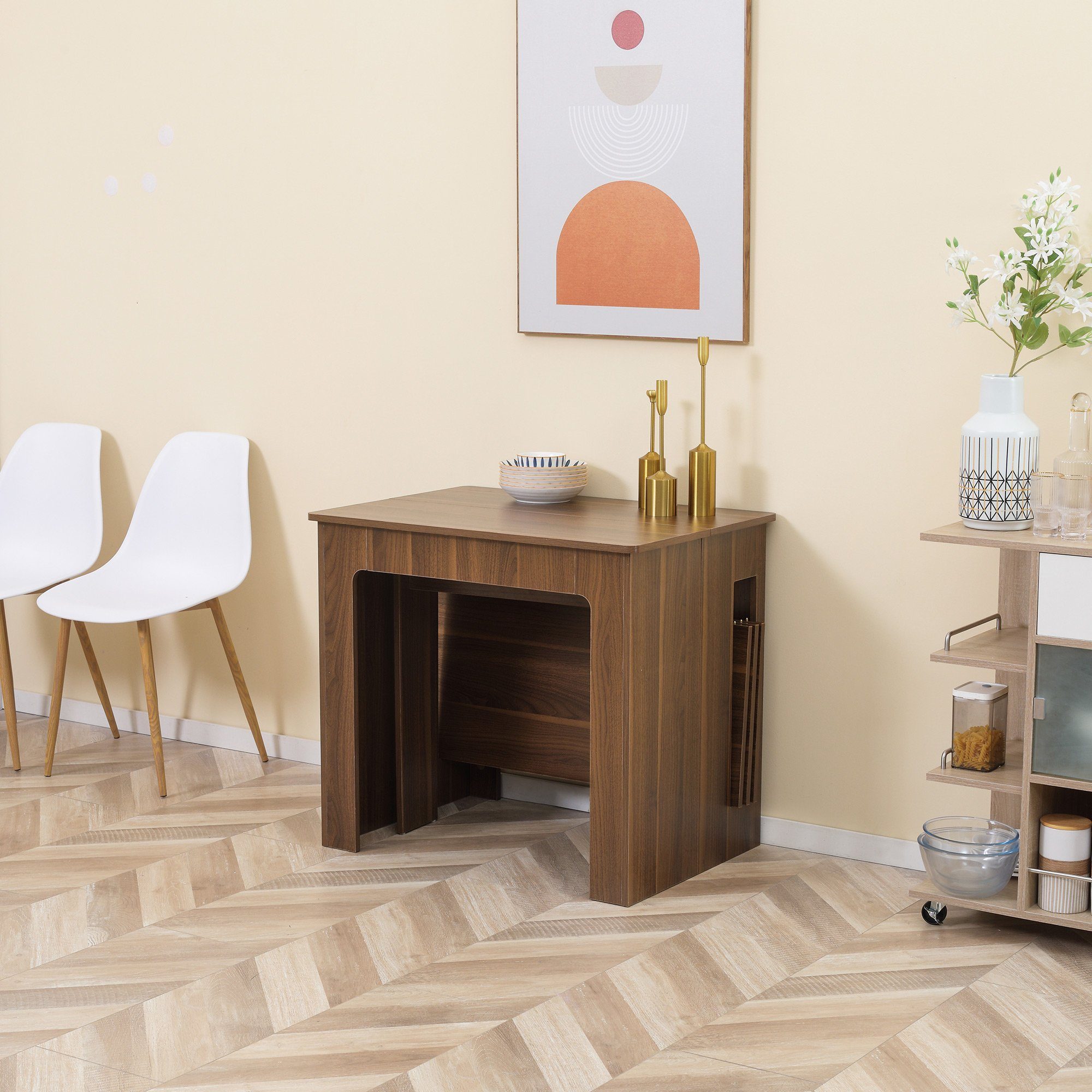 HOMCOM Klapptisch Esstisch, ausziehbar, glatte Oberfläche, 60-180 x 85 x 75cm (Set, 2-St., 1 x Esstisch), Breite 60-180 cm