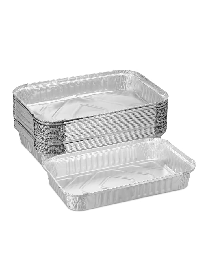 relaxdays 25 x Aluschalen in Silber - (B)31 x (H)4,5 x (T)21 cm günstig kaufen onesize