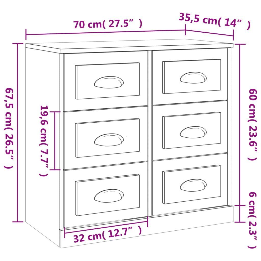 vidaXL Sideboard Sideboards 3 Stk. Schwarz Holzwerkstoff (3 St)