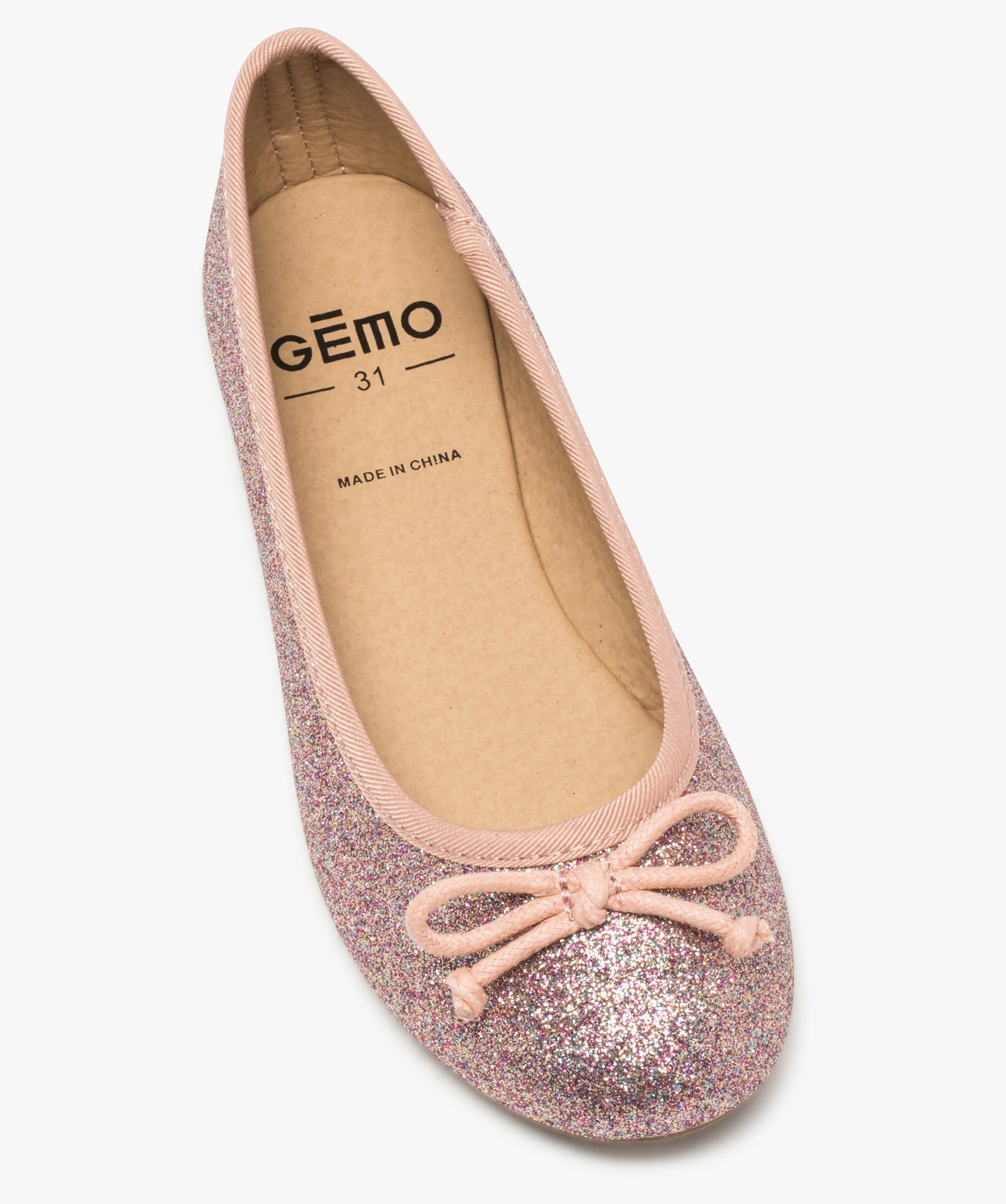 Ballerines fille pailletées avec n?ud décoratif rose | GEMO