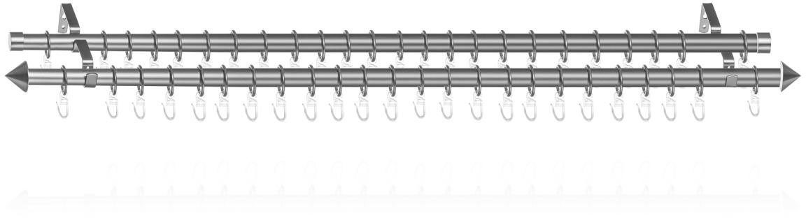 Gardinenstange Gardinenstange Kegel, 20 mm, ausziehbar, 2 läufig 130 - 240 cm Chrom, LICHTBLICK ORIGINAL, Ø 20 mm, 2-läufig, ausziehbar, Metall, Zweiläufige Vorhangstange mit Ringen für Gardinen und Stores.