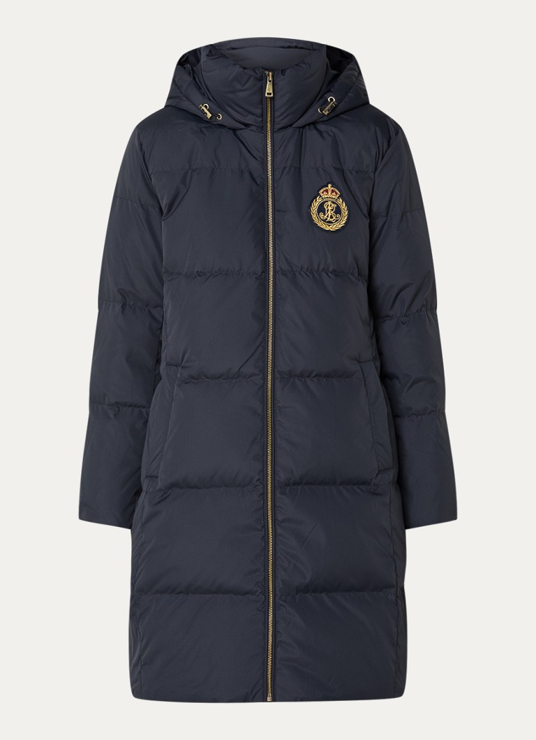 Ralph Lauren ilgas pūstas paltas su pūkų užpildu ir gobtuvu
