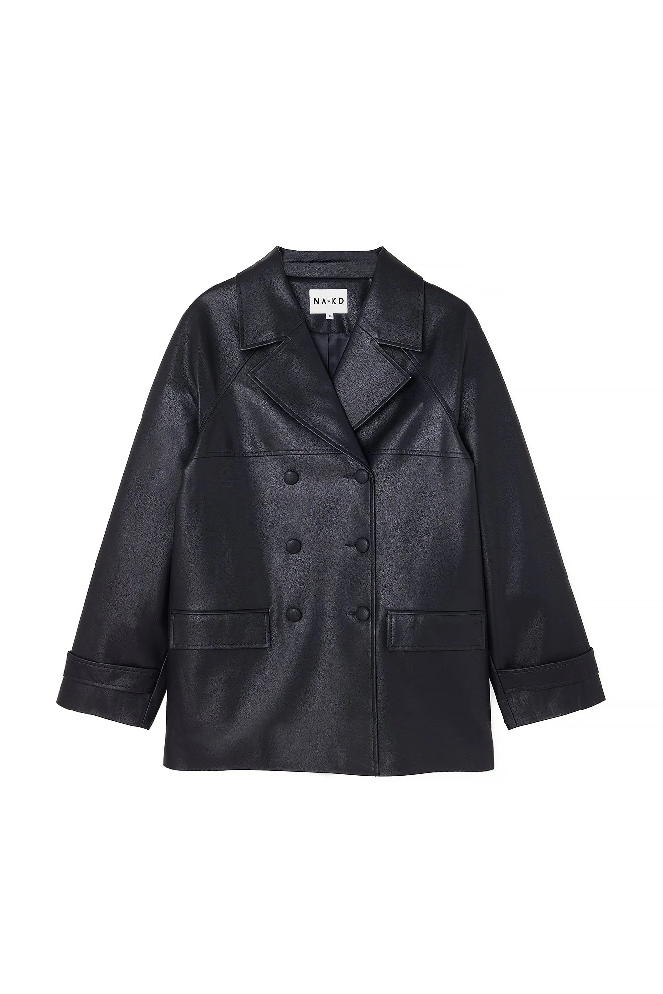 Doppelreihige Oversize-PU-Jacke