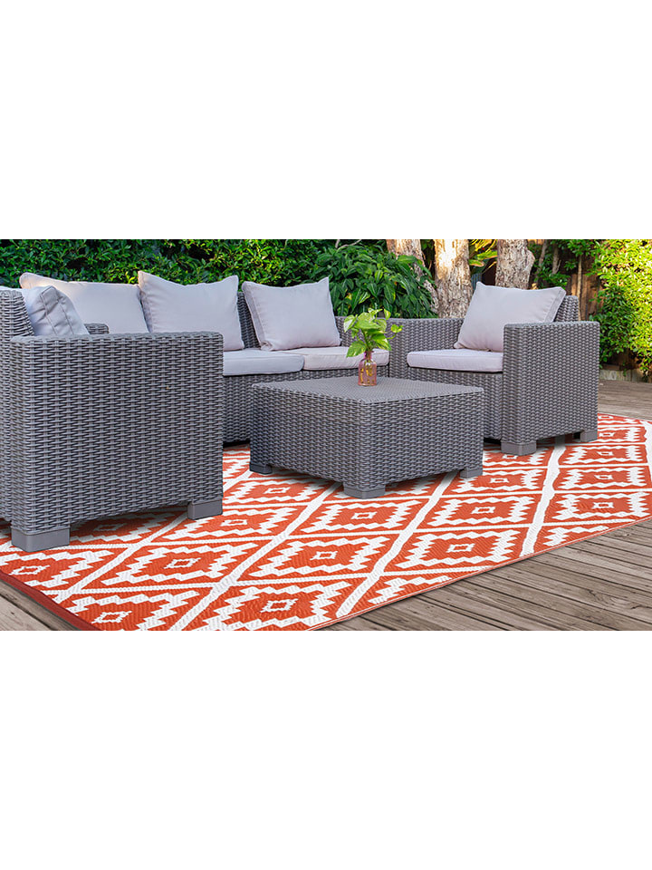 Inkazen Outdoor-Teppich in Terrakotta/ Weiß günstig kaufen
