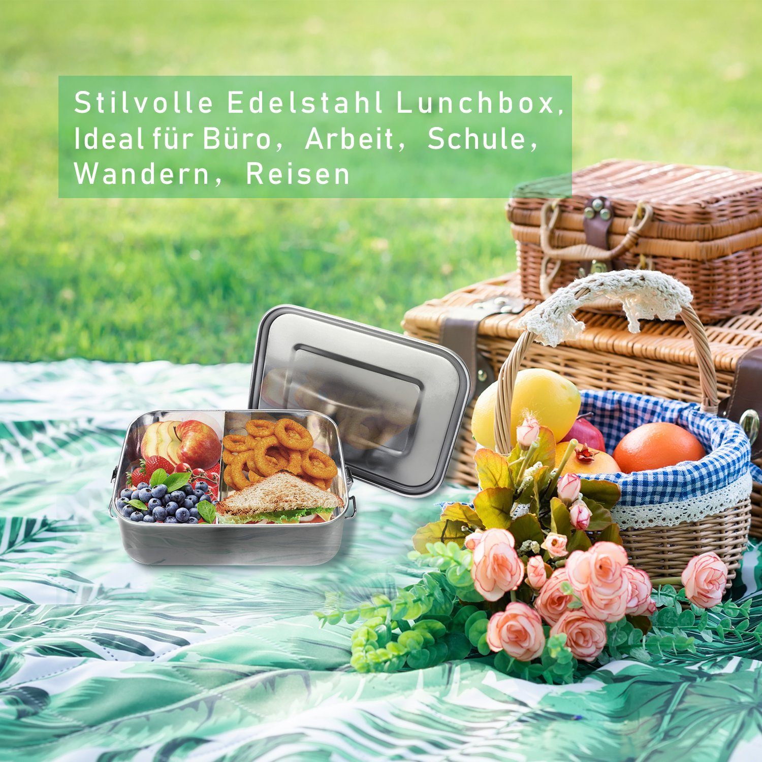 Lospitch Lunchbox Edelstahl Brotdose - Nachhaltige Lunchbox für Büro Schule Picknick