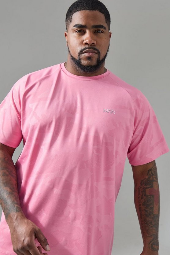Plus Man Active Camouflage Raglan Performance T-Shirt
