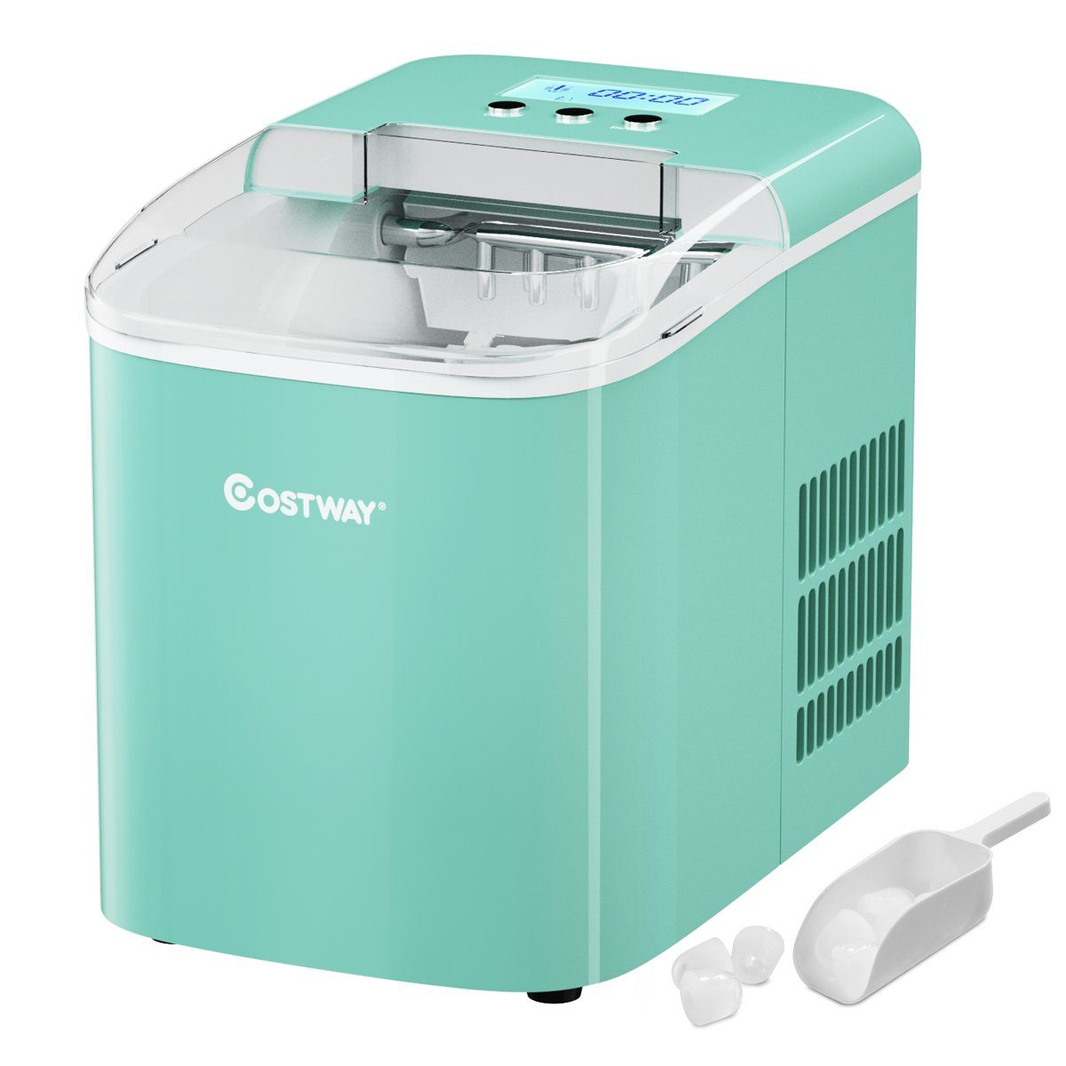 COSTWAY Eiswürfelmaschine, Eiswürfel in 7min, 12kg in 24H, Eiswürfelschaufel