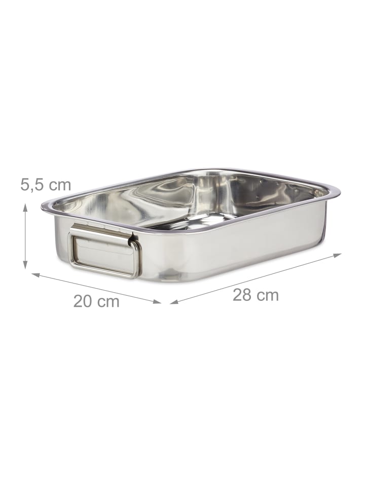 relaxdays Bräter in Silber - (B)28 x (H)5,5 x (T)20 cm günstig kaufen onesize