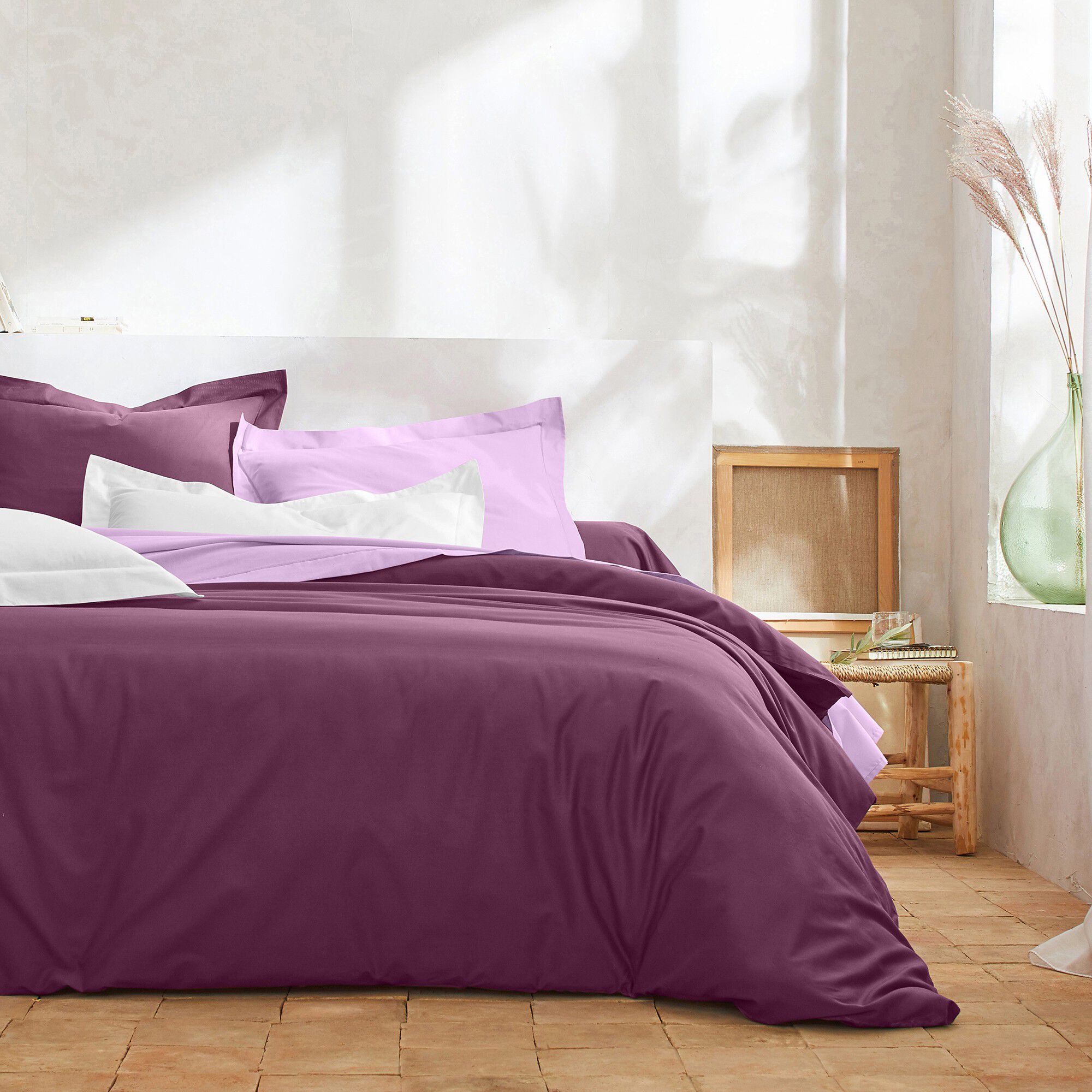 Linge de lit uni polyester-coton Colombine