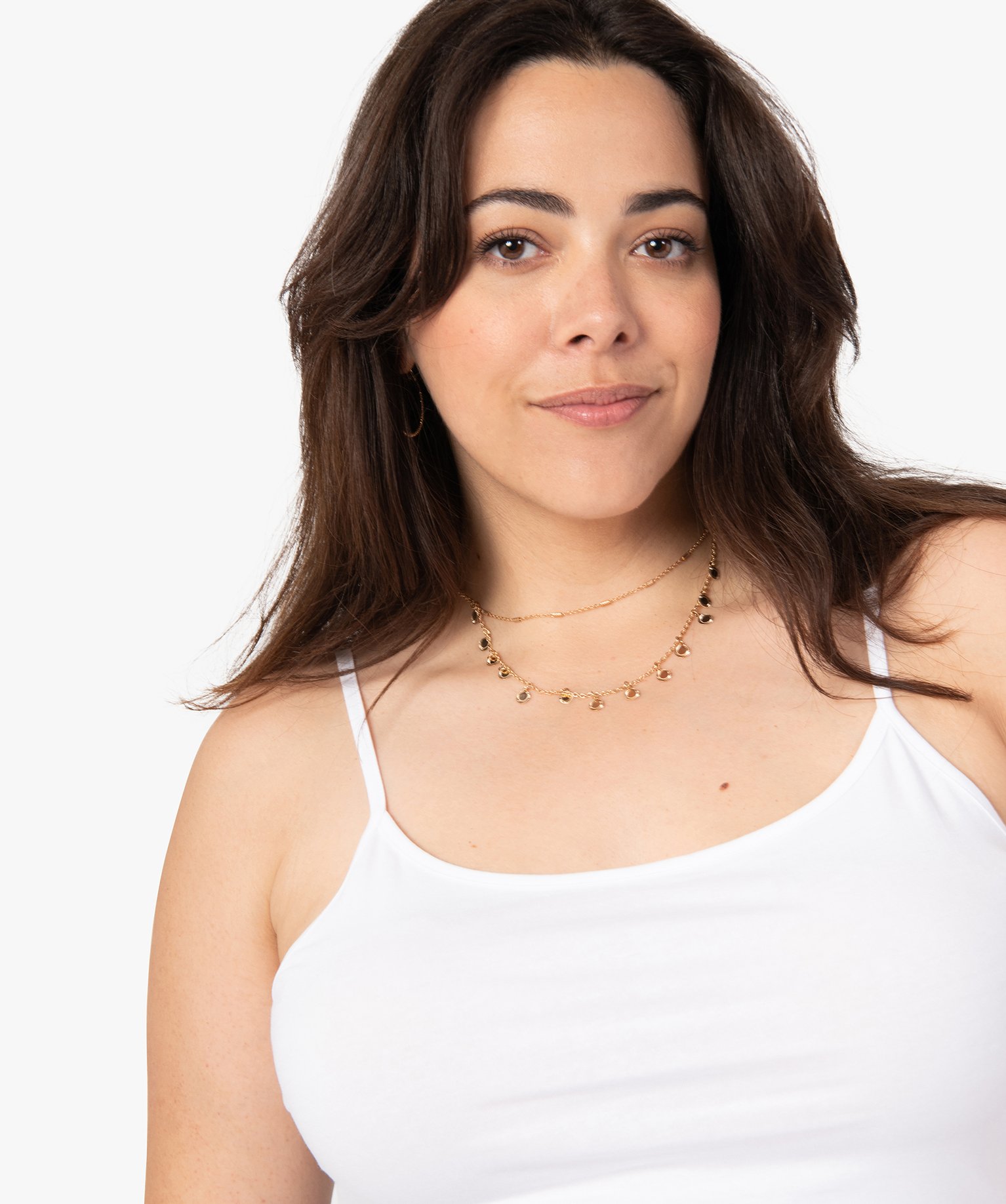 Débardeur femme grande taille uni à fines bretelles blanc | GEMO