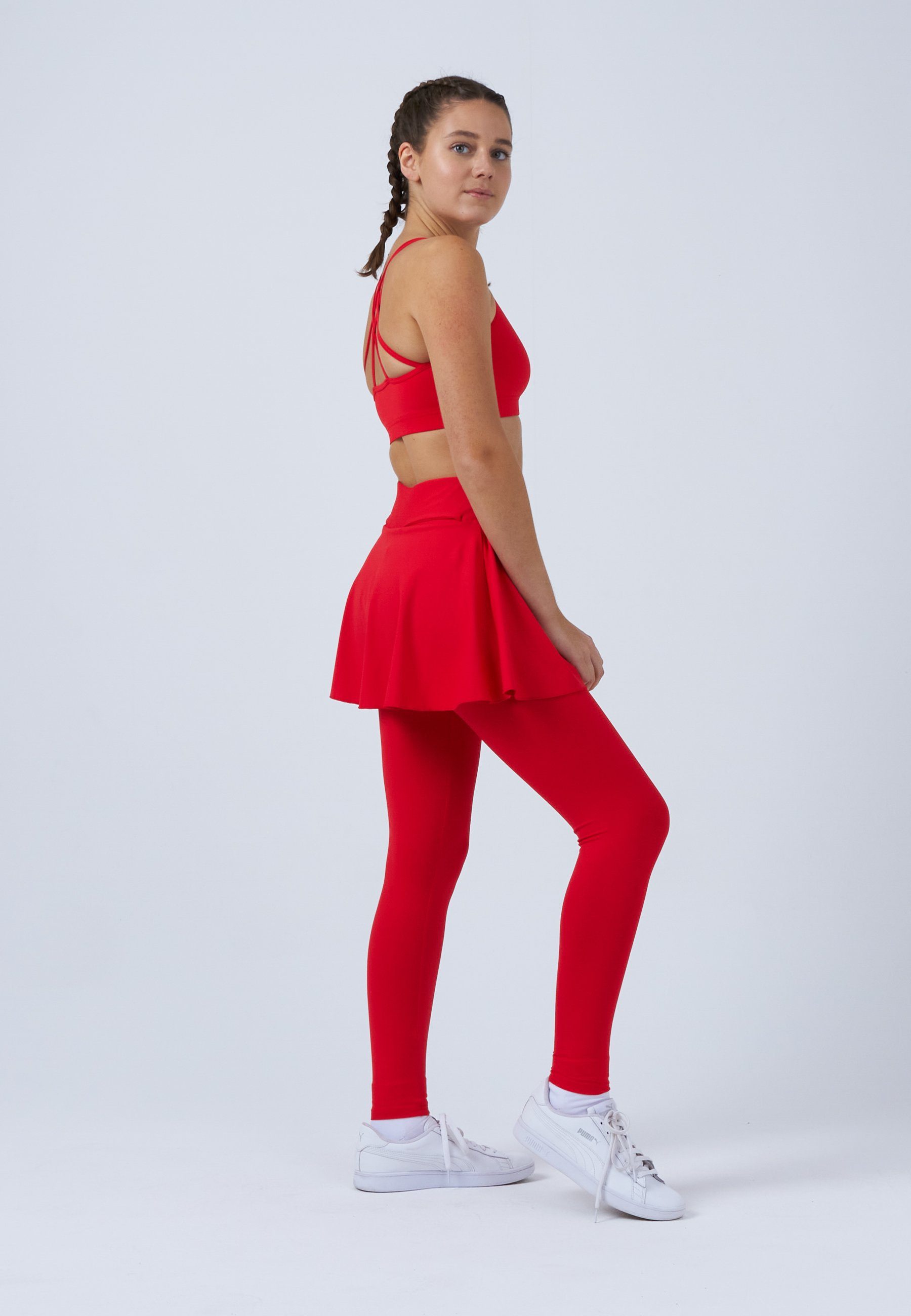 SPORTKIND Tennisrock Advantage 2-in-1 Tennis Skapri Rock mit Leggings Mädchen & Damen rot
