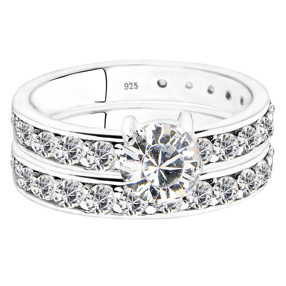 Elli Elli Bague Set Stapelring Kristalle 925 Silber Bague