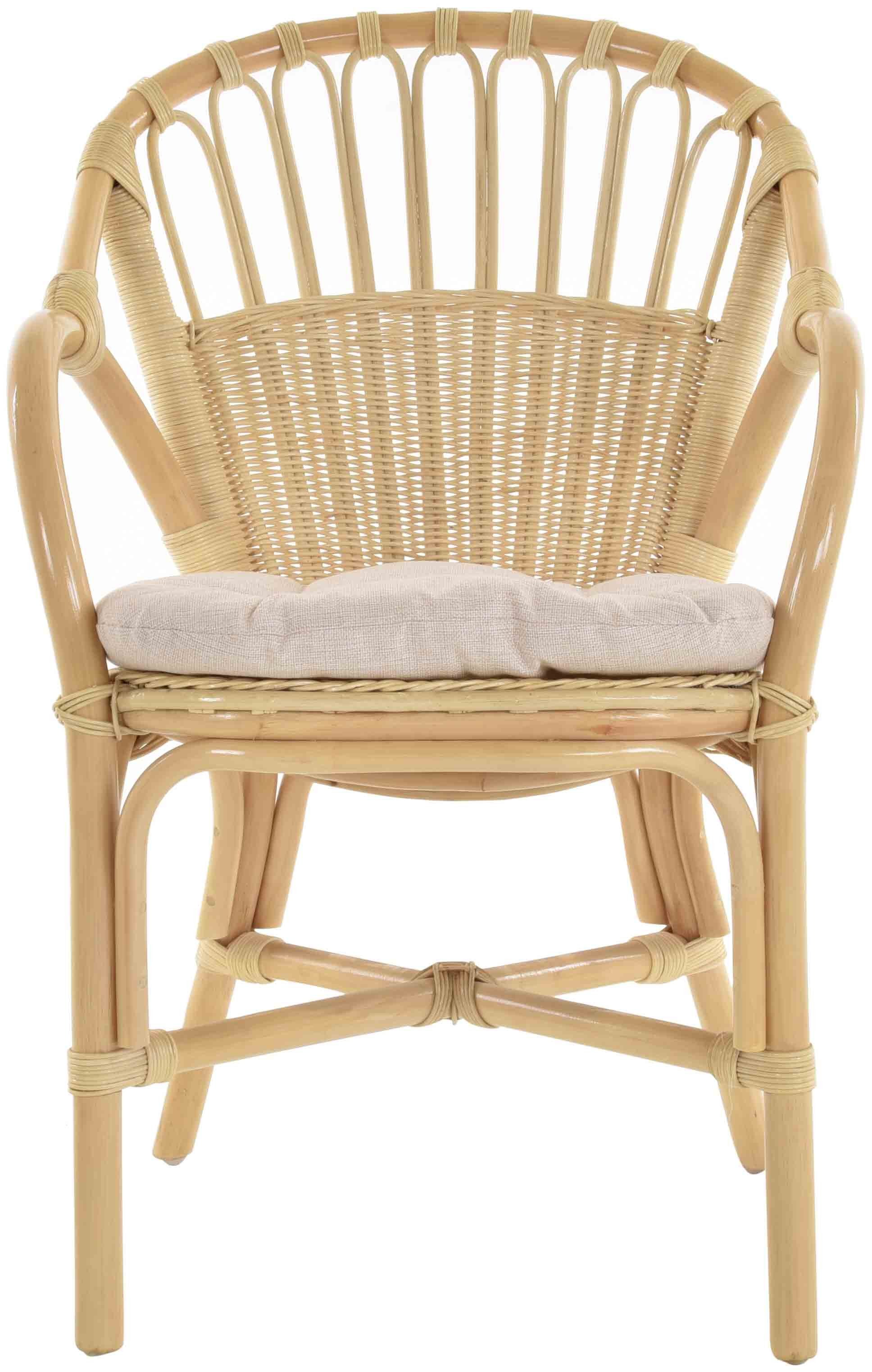 Krines Home Stapelstuhl Stapelbarer Rattan Wintergarten Sessel Korbstuhl mit Armlehnen, Korbsessel Geflochten, Stabil