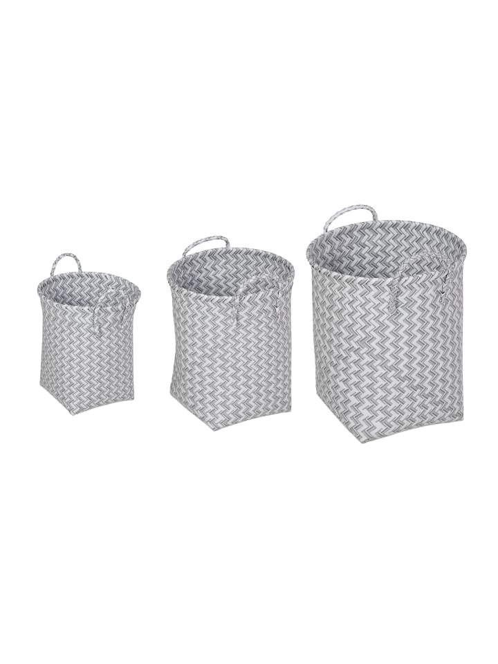relaxdays 3tlg. Wäschekorb Set in Weiß/ Grau günstig kaufen onesize