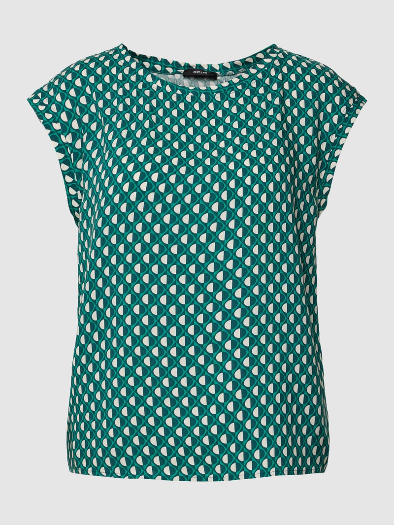 Bluse mit Allover-Muster Modell 'Fauni' in petrol