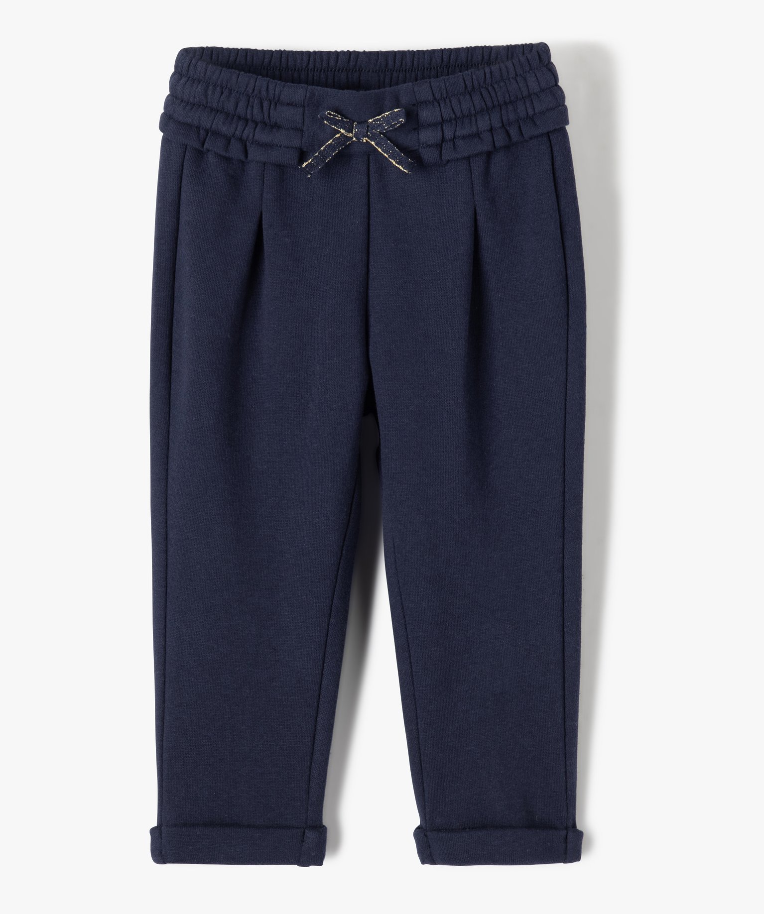 Pantalon bébé fille à pinces en maille marine | GEMO