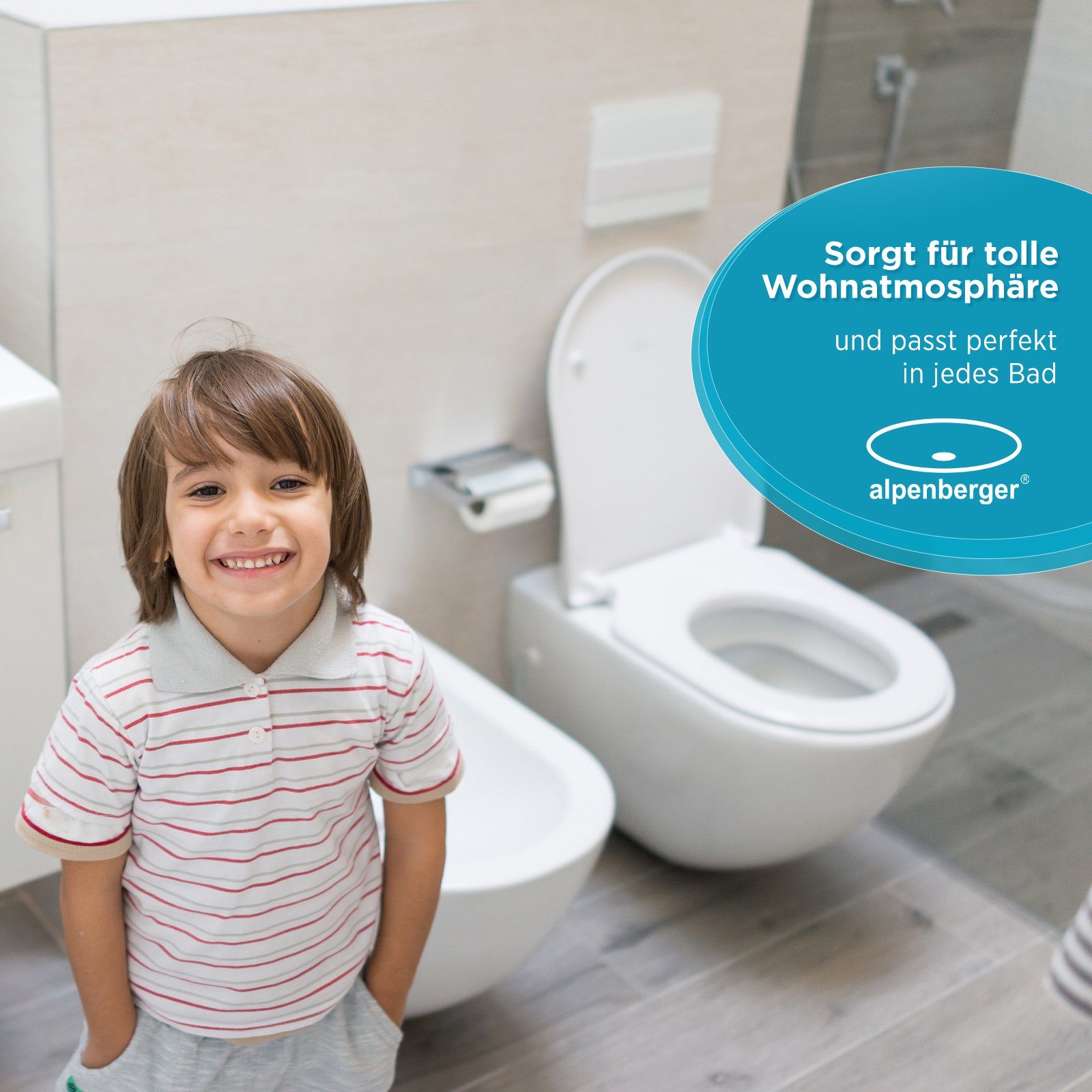 Alpenberger Tiefspül-WC - Toilette mit WC-Sitz Soft-Close - Wand WC Spülrandlos, Wandmontage, Abgang Waagerecht, 2-tlg. Komplett Set, Hänge WC Set mit Nano Beschichtung - Made in EU - Passend zu Geberit