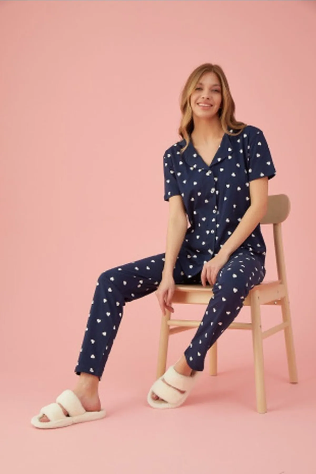 ELİTOL  Pyjama-Set aus Baumwoll-Lycra mit Knöpfen