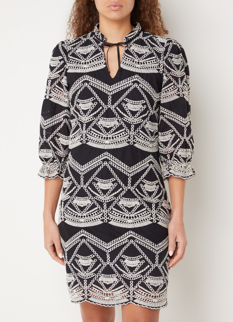 Rochie scurtă Bruuns Bazaar Arvensis Abami din bumbac organic cu broderie