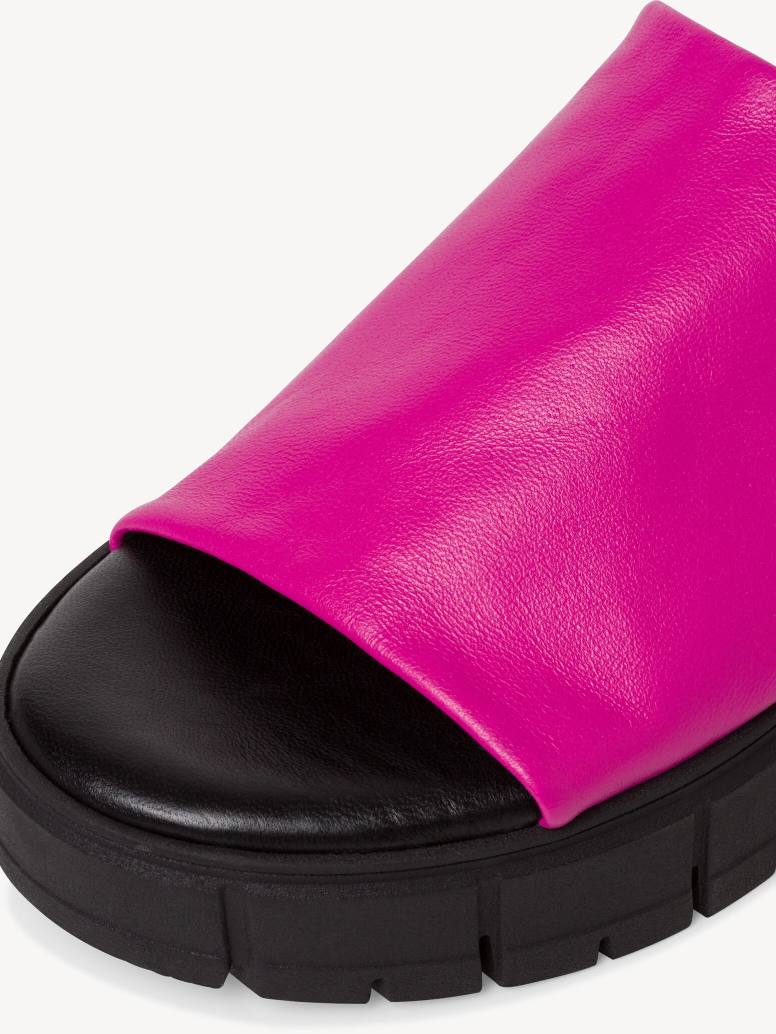 Mule en cuir - rose fuchsia