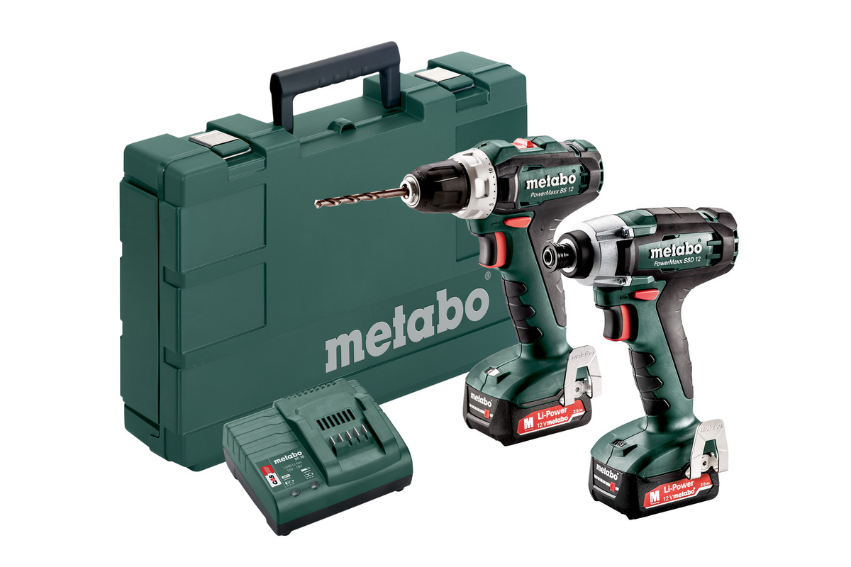 Ensemble combiné Metabo 685166000 2.7.1 BS12 : perceuse sans fil + visseuse à chocs SSD12, batterie Li-Ion 12 V 2,0 Ah