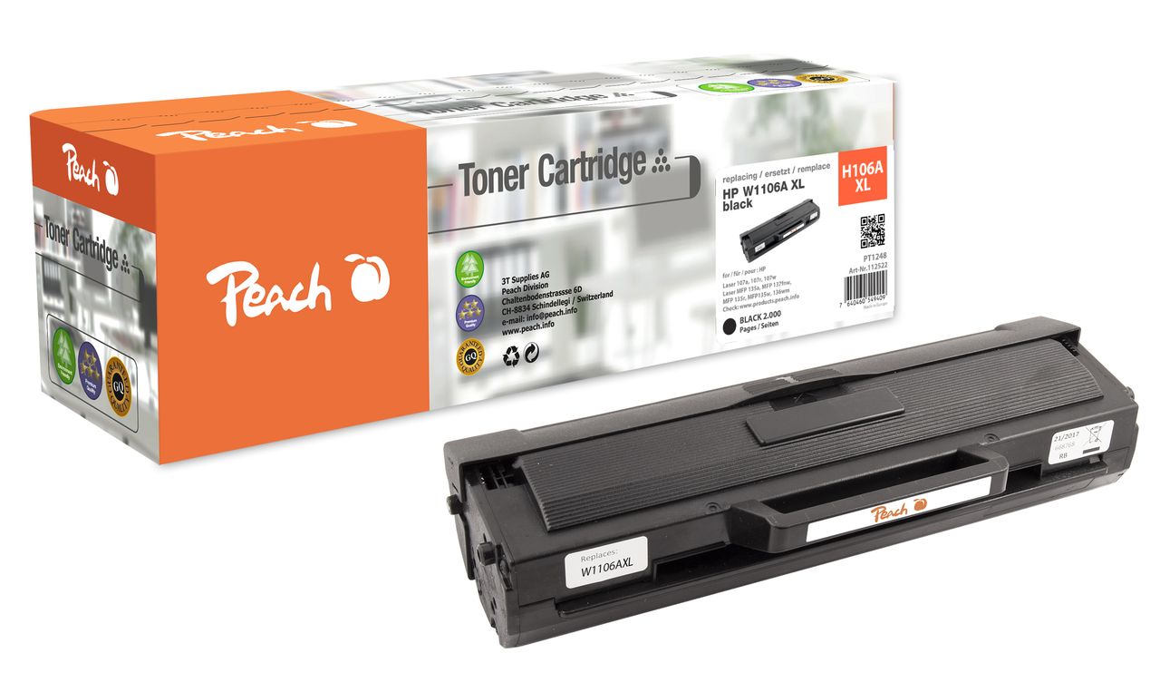 Peach Tonermodul schwarz HY ersetzt HP No. 106A XL